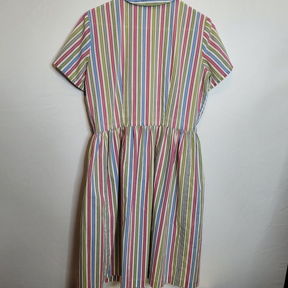 Vintage Dress Sears Perma Prest Stripes Peter Pan Collar Button Front Size 12/14 - Picture 9 of 9